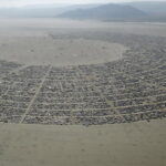 An aerial view of Burning Man 2015 “Carnival of Mirrors” arts and music festival in the Black Rock Desert of Nevada